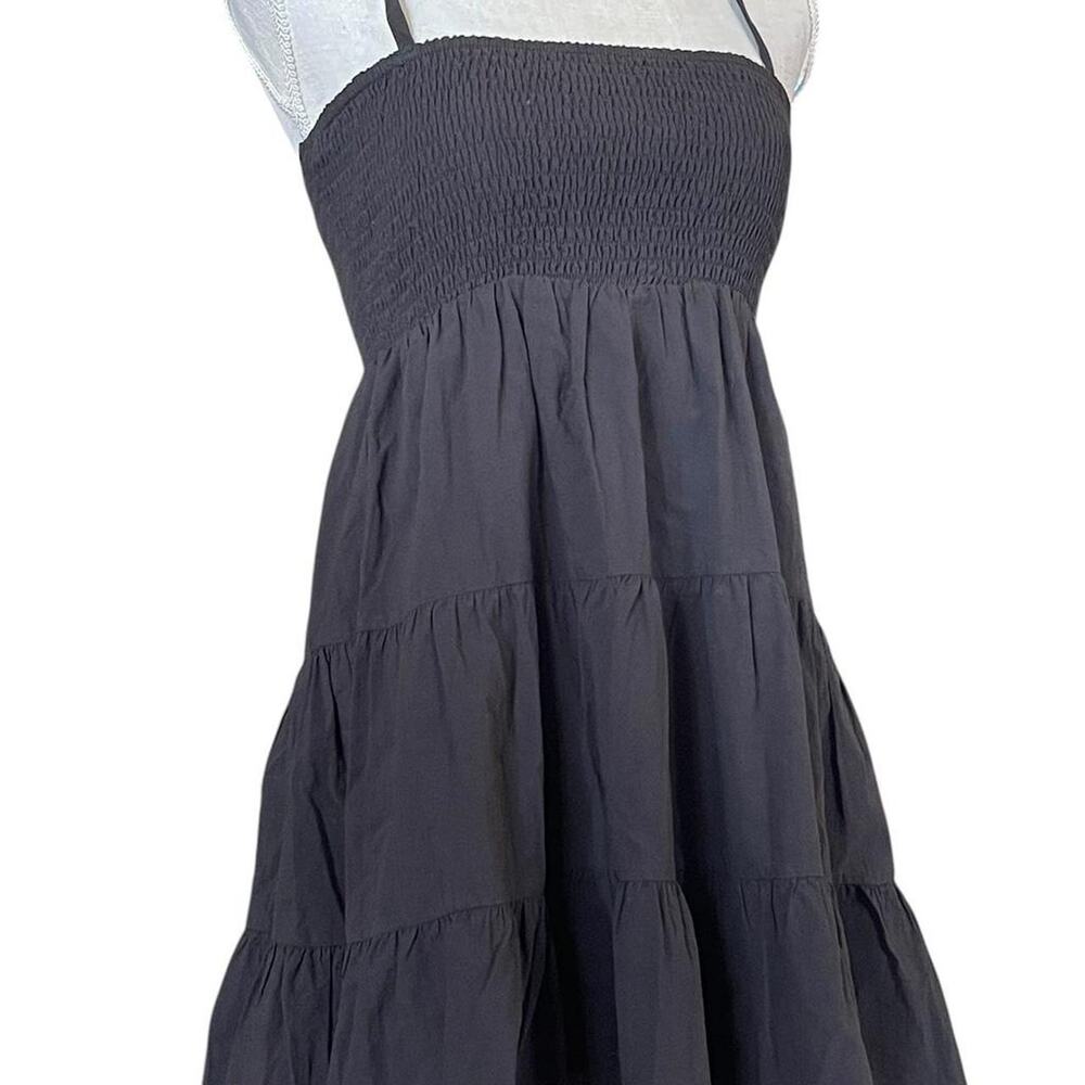Dainty Whimsygoth Black Cotton Tiered Smocked Bodice Mini Sundress Forever 21